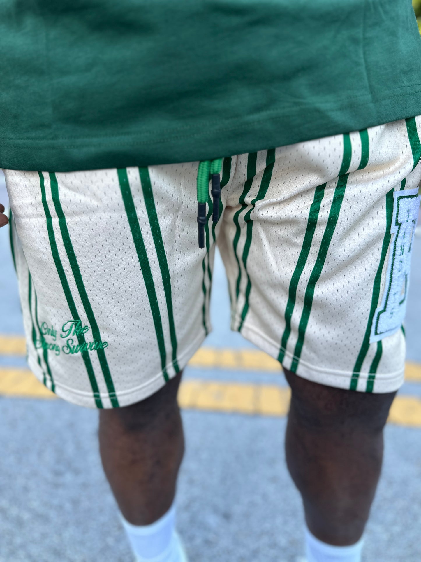 Bandits green stripes shorts f4