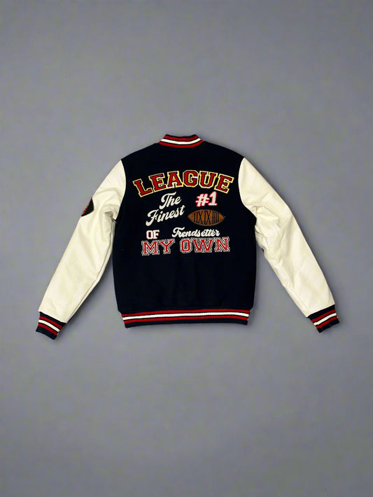 Patchwork Navy Varsity Jacket