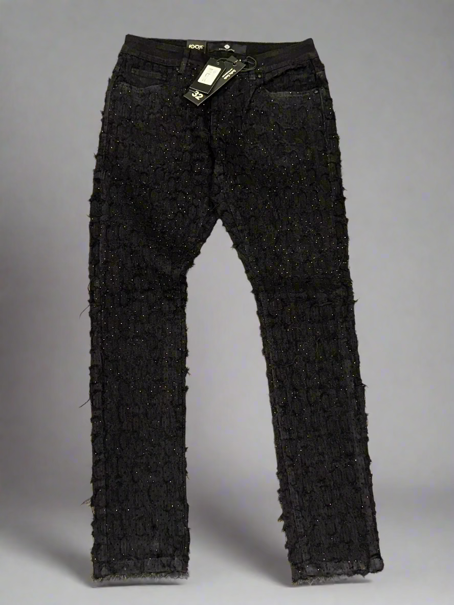 Focus/ Black Jeans with Rhinestones #5248