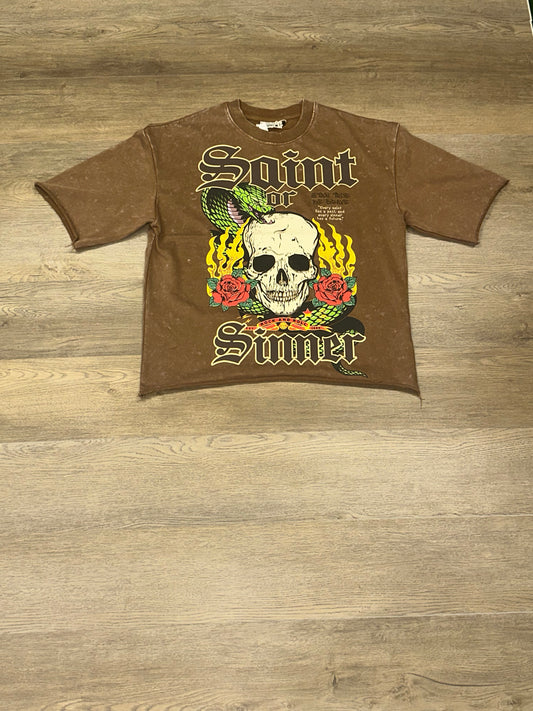 B&M-Brown Saint Crop Top