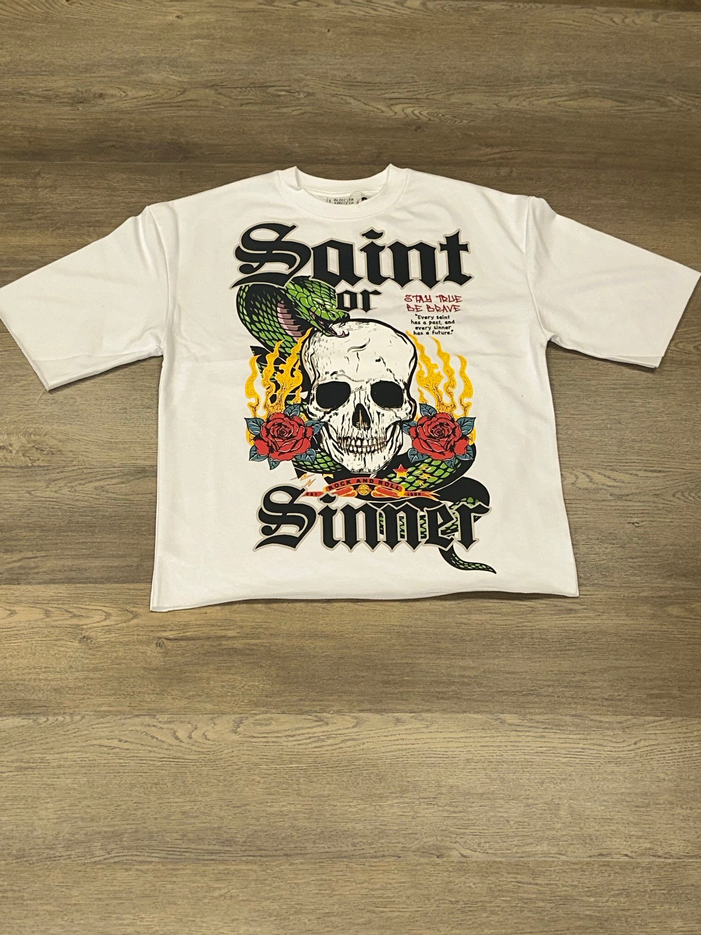 B&M- White Saint Crop Top