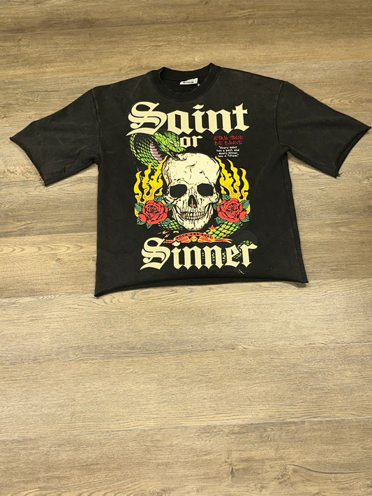 B&M-Black Washed Saint Crop Top