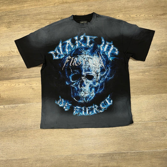 BLACK FR HEAVY WASHED SKULL GRAPHIC TEE