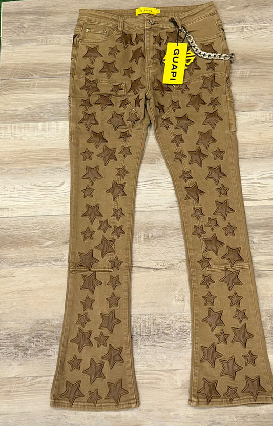 GUAPI Oak Brown Stars Denim Jeans