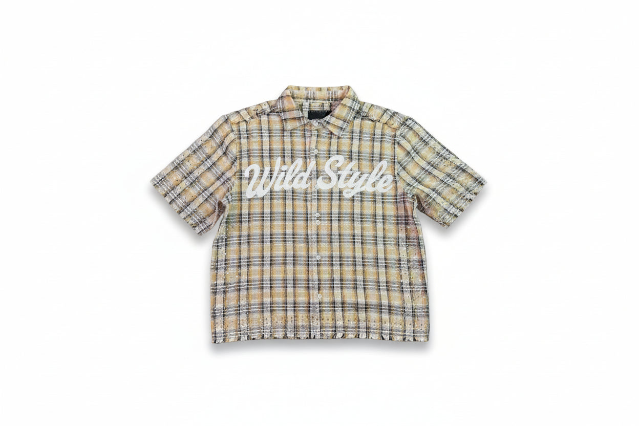 Copper Plaid Button Down Cream/Brown/Black