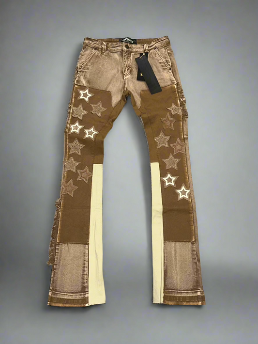 VICIOUS / BROWN FLARE DENIM JEANS