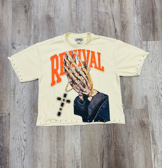 BKYS / PRAY HANDS CREAM CROP TEE