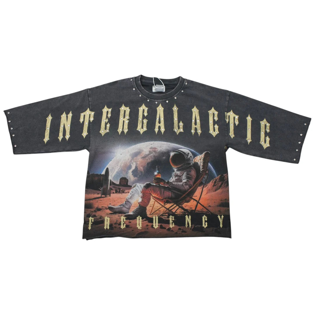 Gray Taker Intergalactic Crop Shirt