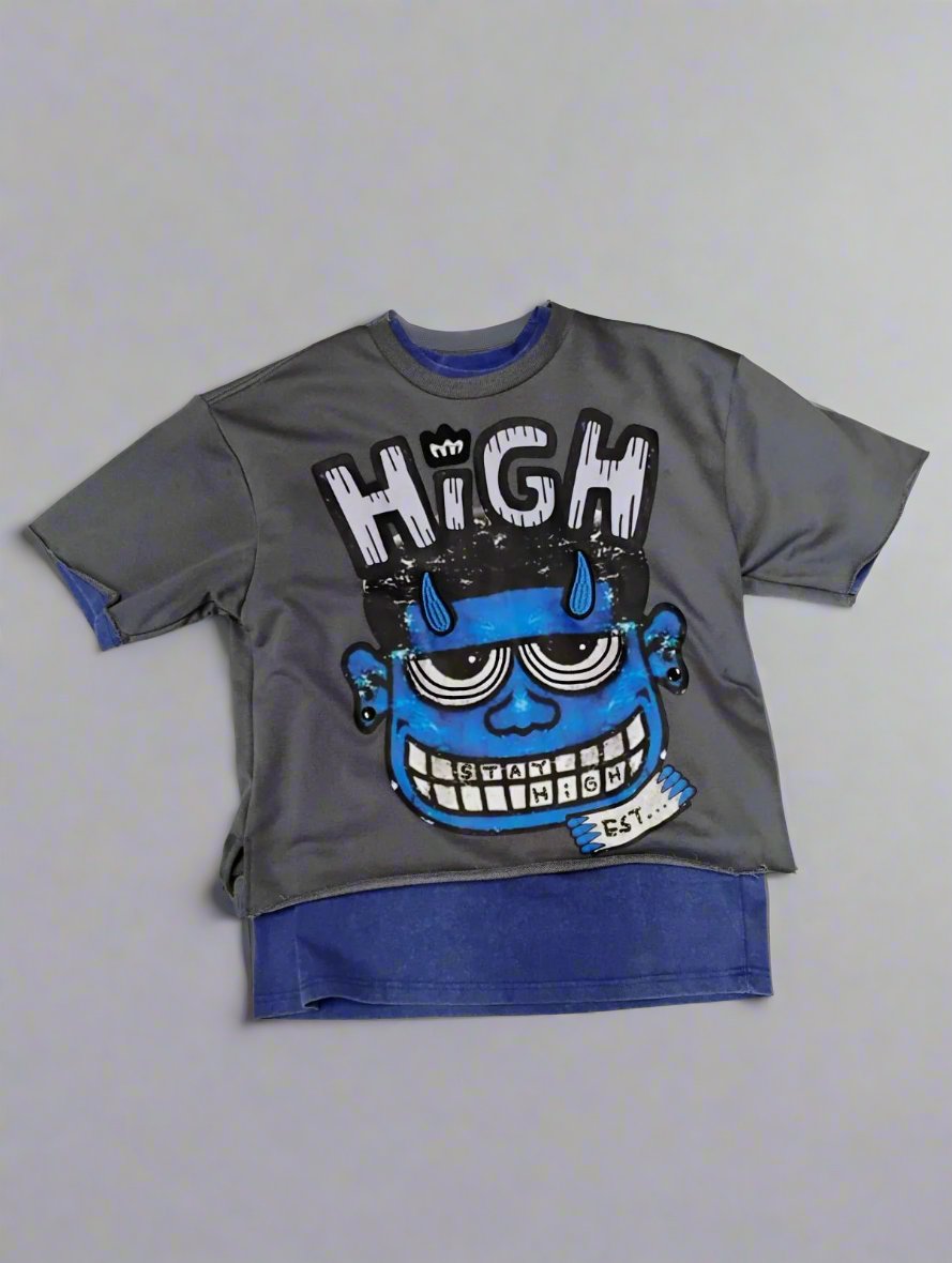 BKYS T-SHIRT HIGH CROP(GRY/BLU)