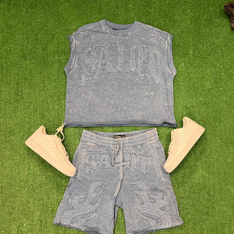 SAINT SHORT & MUSCLE TEE SET(BLUE)