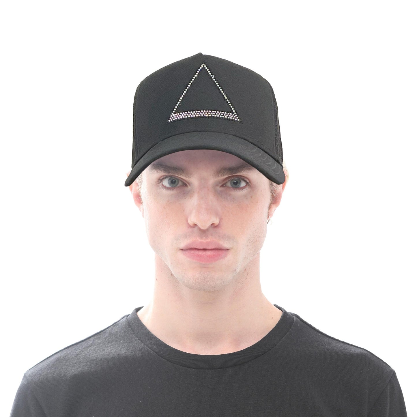 Crystal Triangle Logo Mesh Trucker Cap (Black)