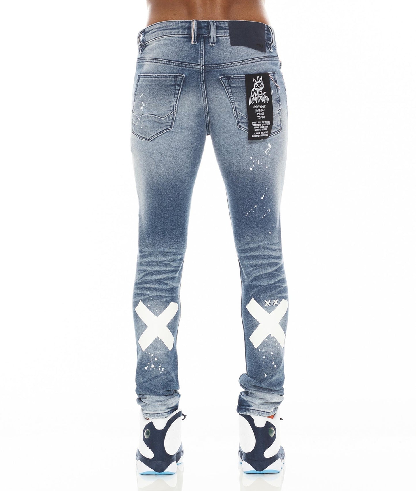 Men, Boys, Teens, Gifts, Wmns, Girls,Urban, Style, Fashion, Cult Of Individuality, Blue Jeans, Light Blue, Jeans, Tape, White Tape, White Paint Splatter, 