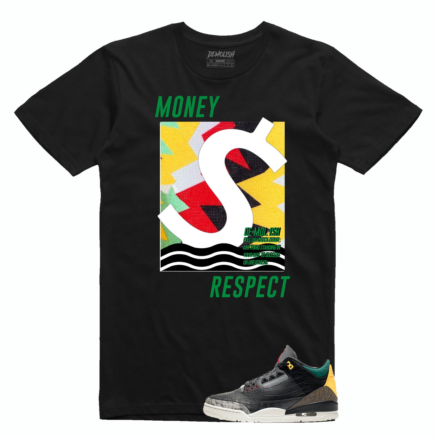 Money Respect Wave Animal Tee (Blk/Green/Red/Yllw)
