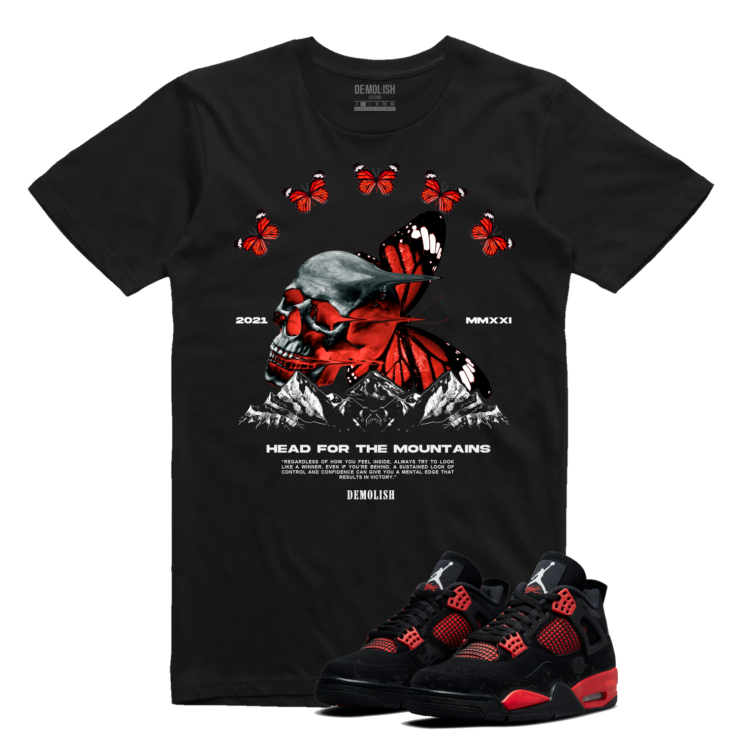 Head For The Mountains Tee (Black/Red) /D5