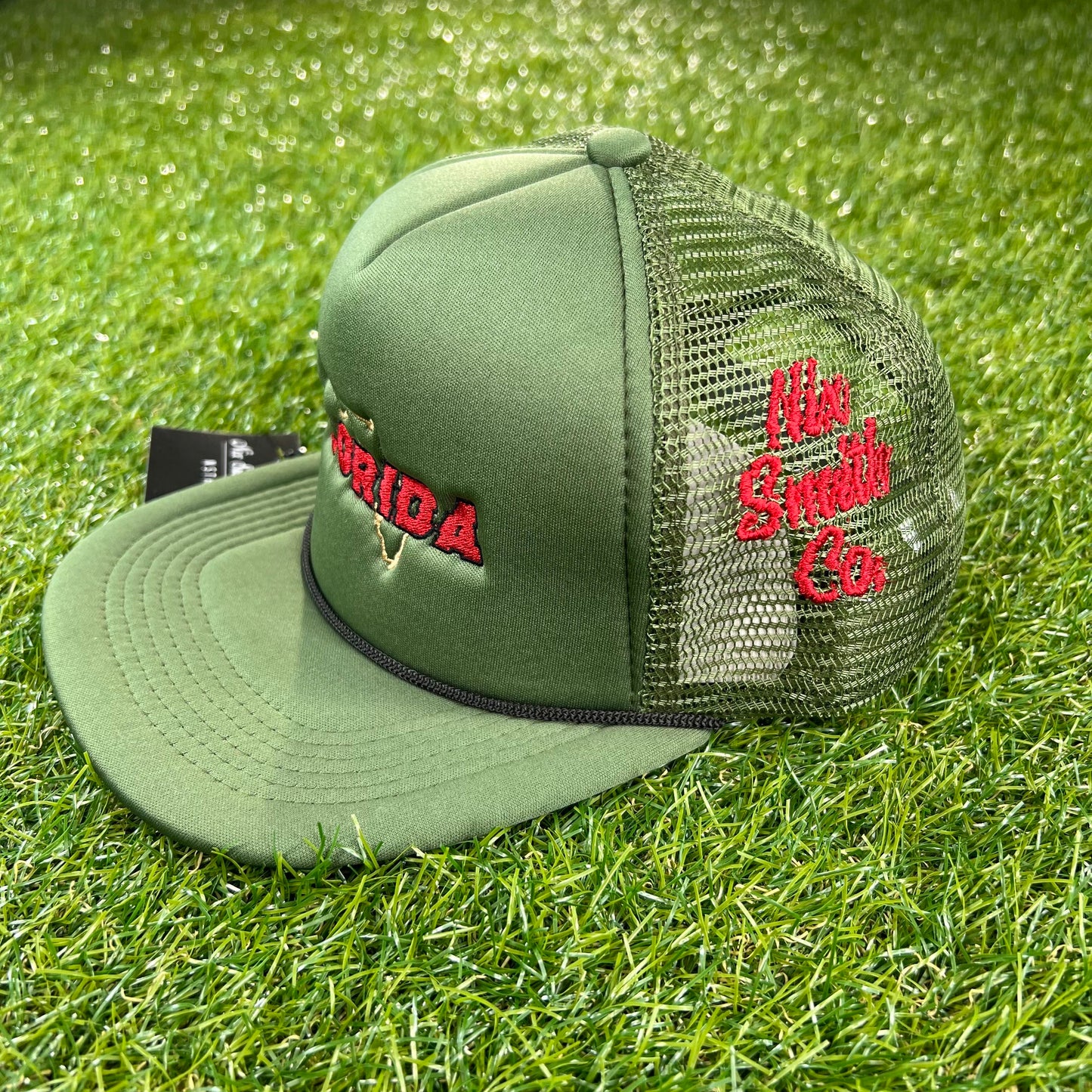 Florida Map Mesh Trucker Hat (Olive/Red)