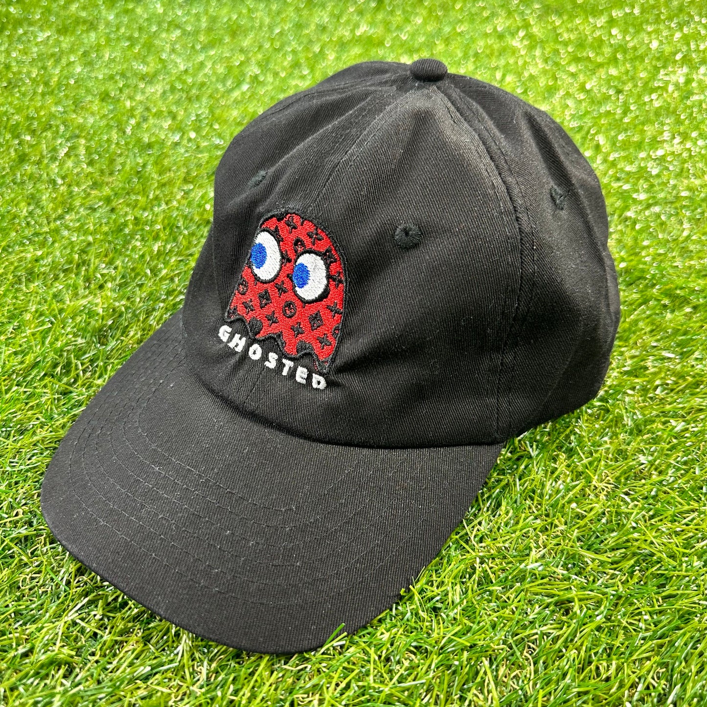 Ghosted Red Pacman Dad Hat (Black)