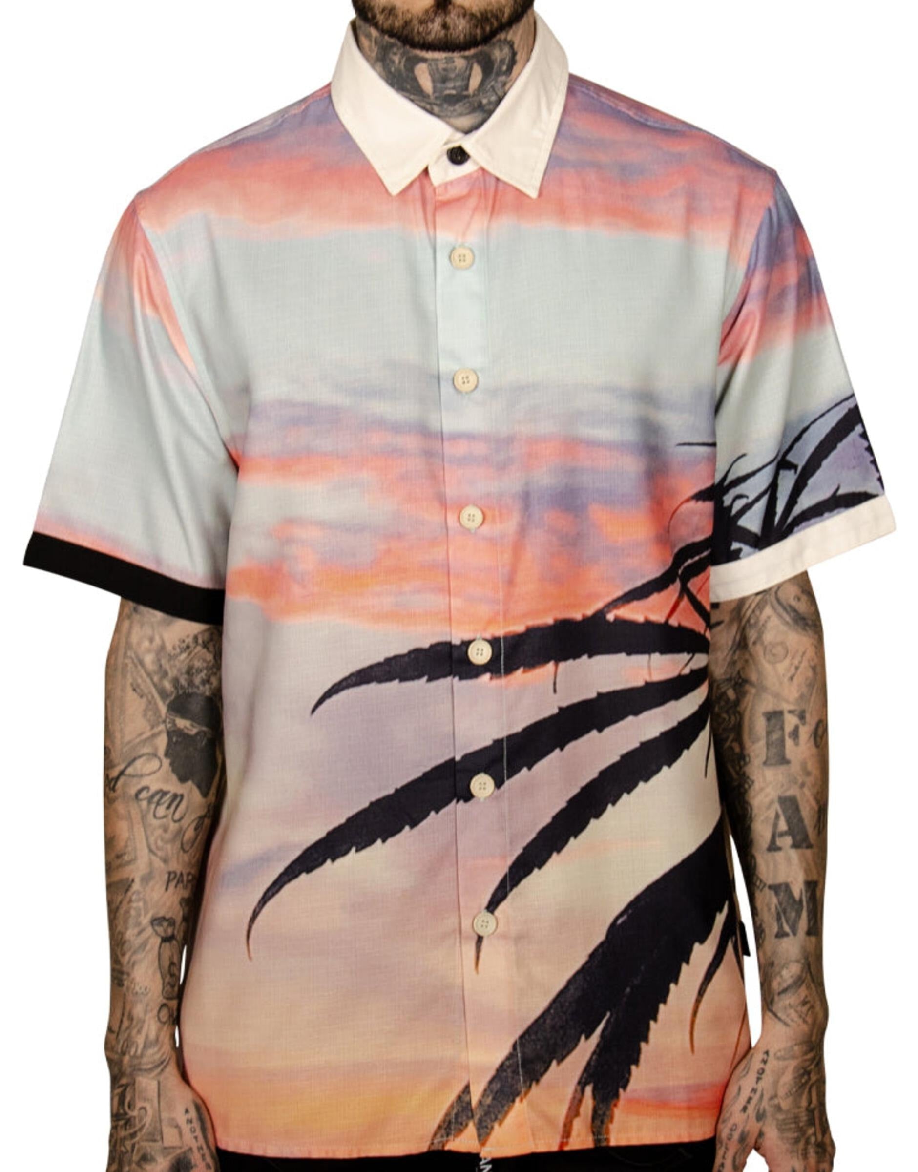 Men, Boys, Teens, Gifts, Wmns, Girls, Urban, Style, Fashion, Mens Tees, Womens Tees, Teen Tees, Boys Tees, Urban Apparel, Button Up Tee, In the Clouds Button Up Shirt, Sunset, The Hideout Clothing, 