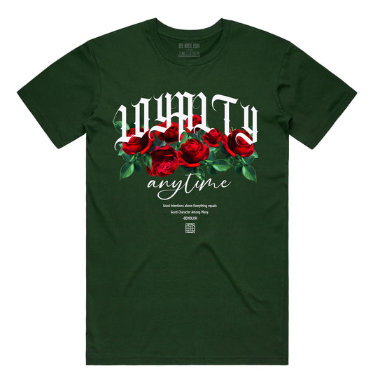 Loyalty Rose Tee (Forest Green/Red)