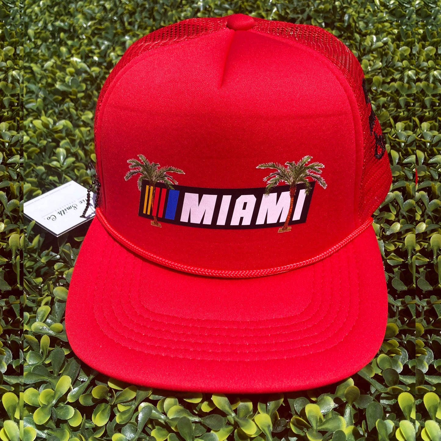 Miami Palm Trucker Hat (Red)