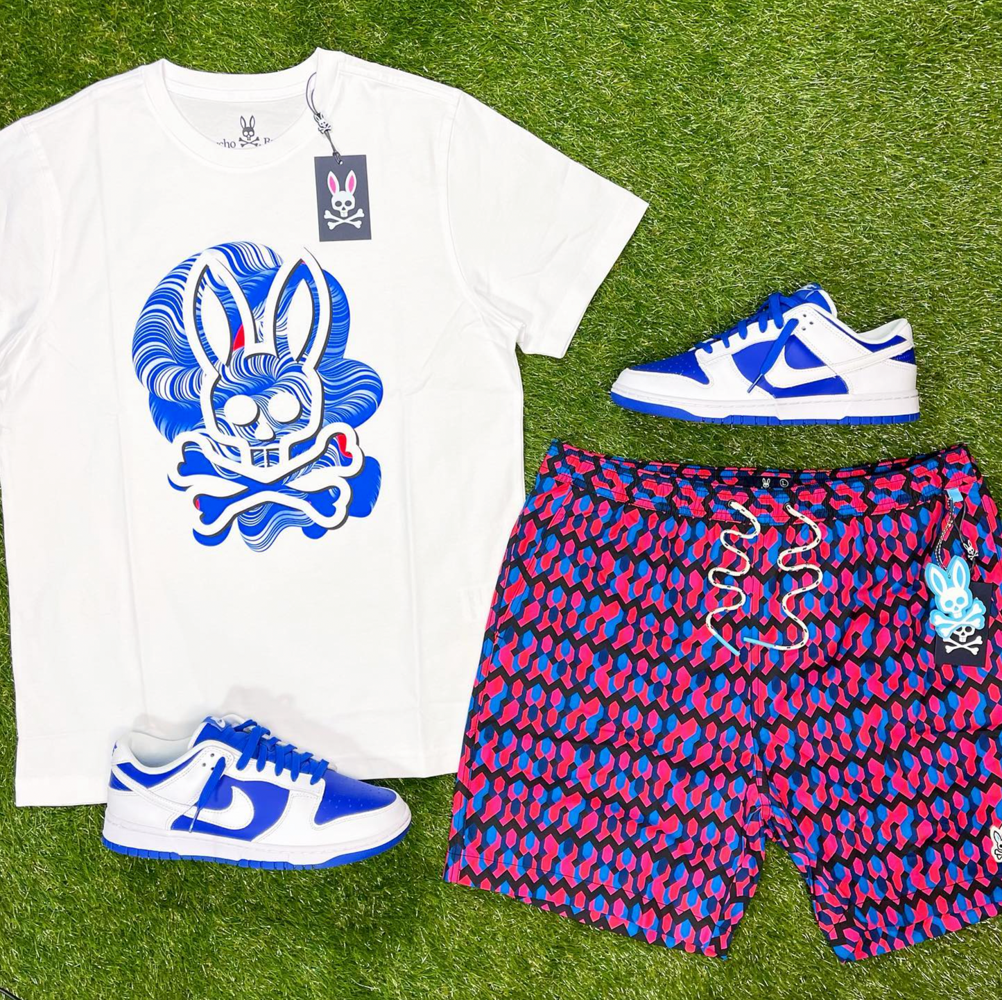 Psycho Bunny Graphic Tee (White/Blue) /D2