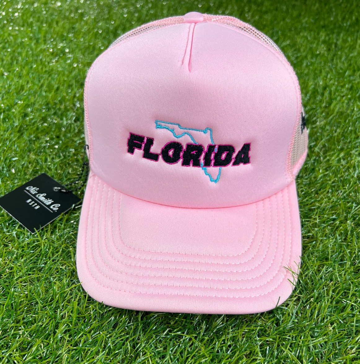 Florida Map Mesh Trucker Hat (Pink/Black)