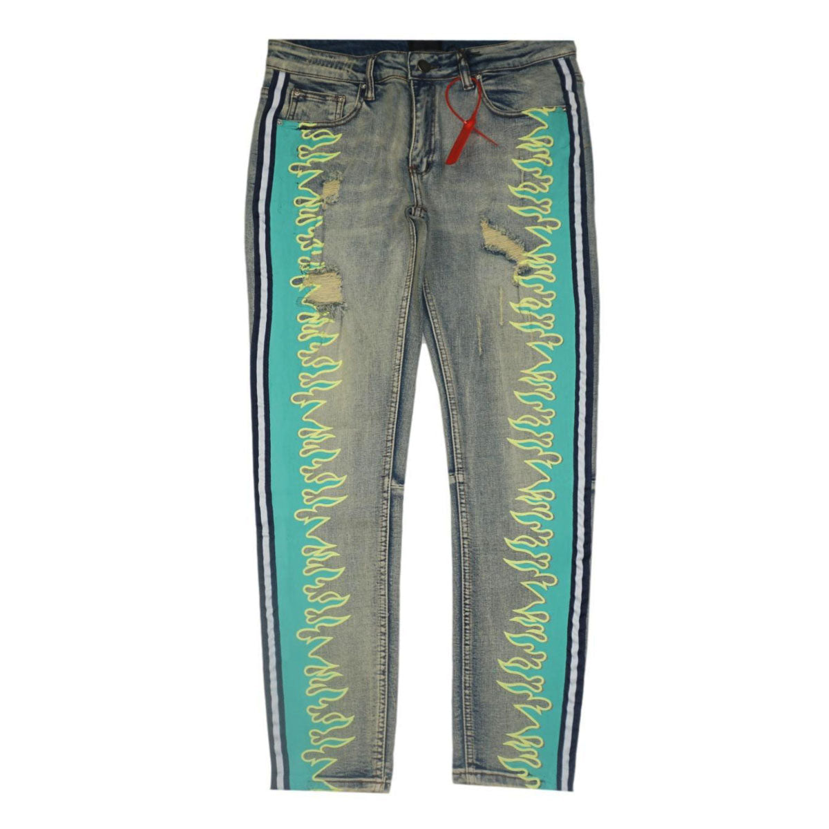 "Magma" Stripe Jeans (Emerald/Navy) /C6