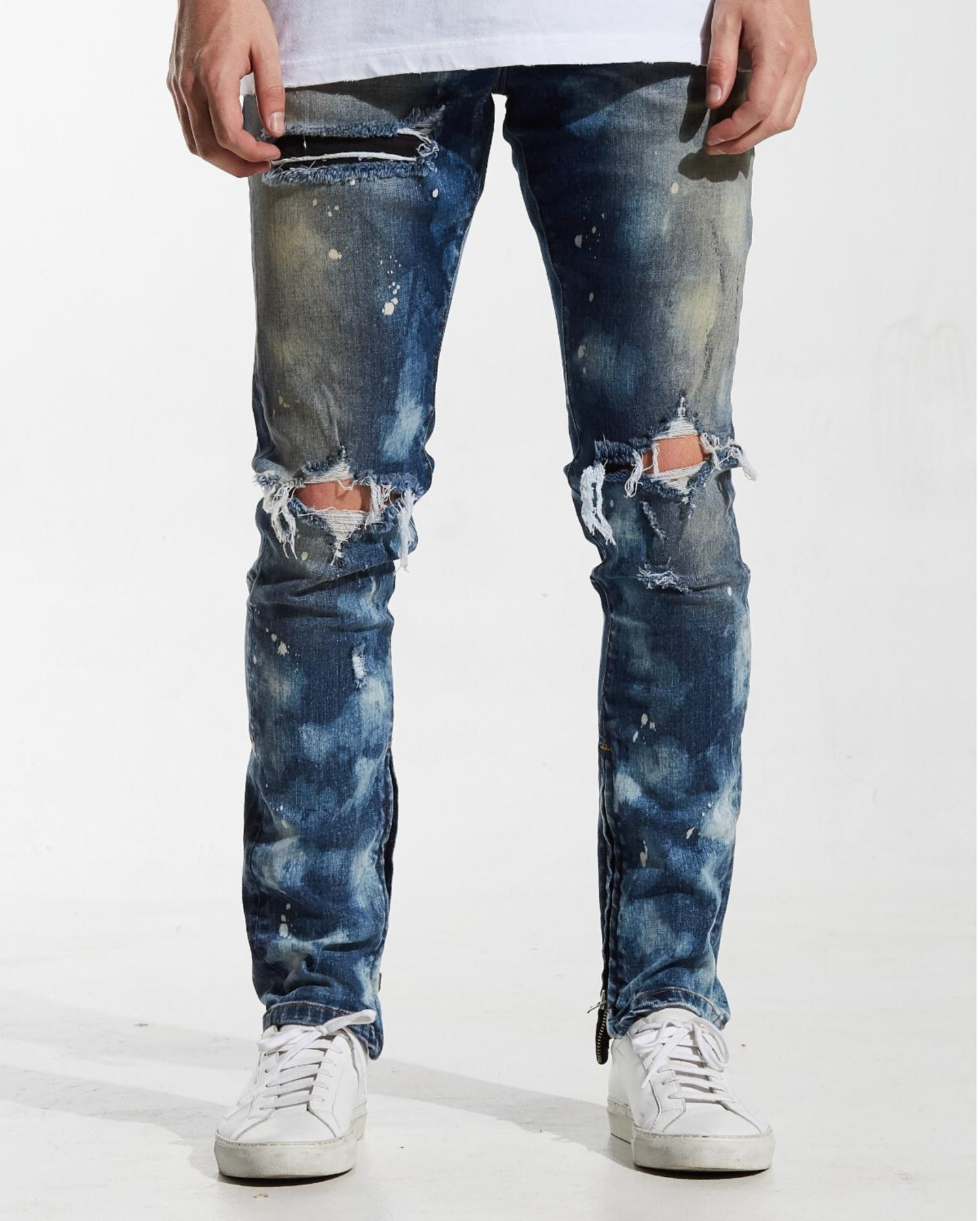 Pacific Distressed Oil Stain Denim (Dusty Blue)